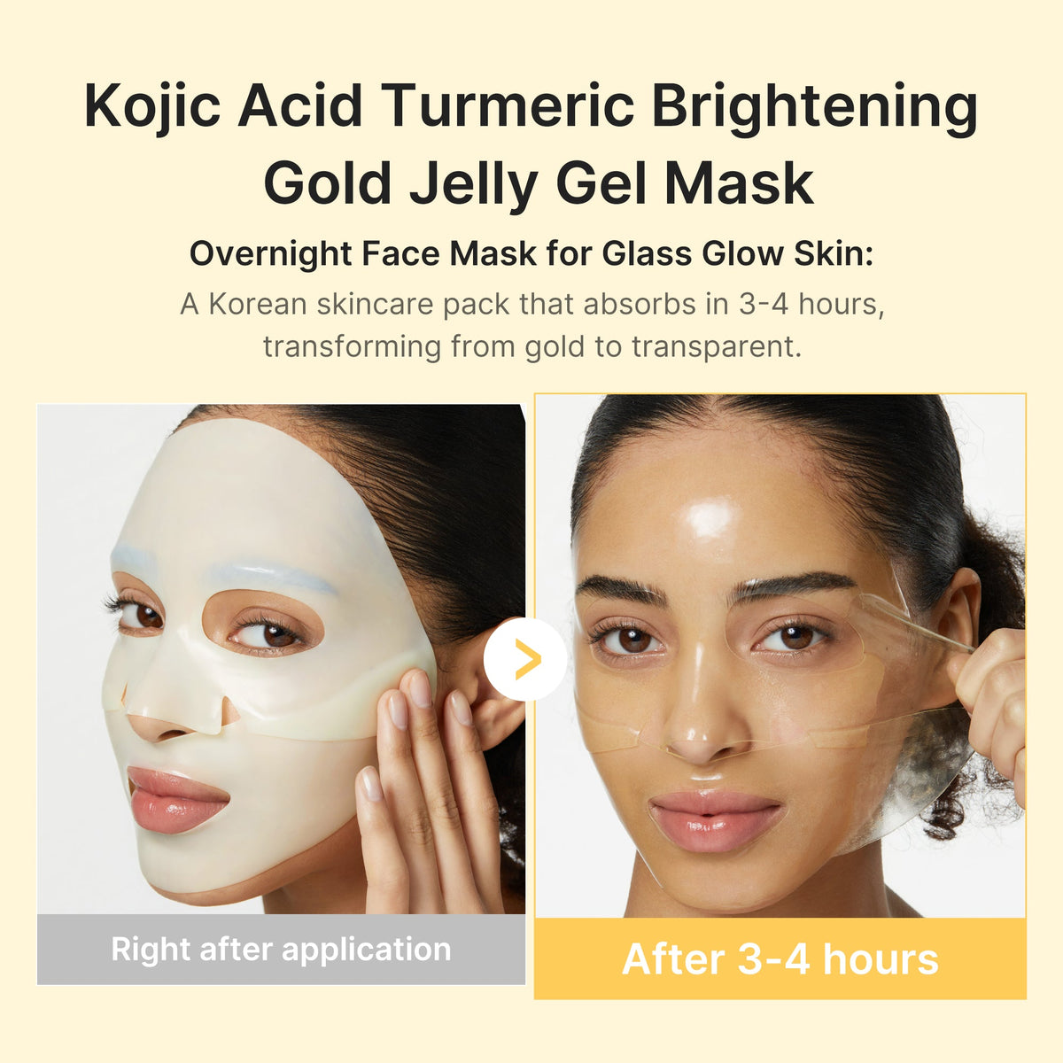Medicube Kojic Acid Turmeric Brightening Gel Mask 4 Stück – Nahaufnahme der Geltextur