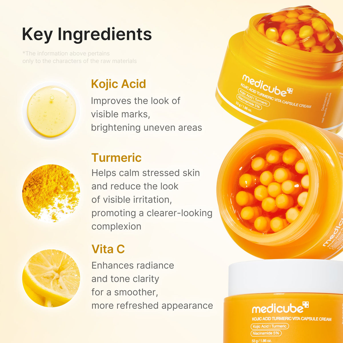 Medicube Kojic Acid Turmeric Vita Capsule Cream 53g – Hauptwirkstoffe