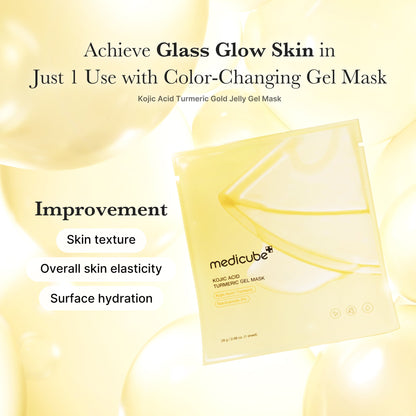Medicube Kojic Acid Turmeric Brightening Gel Mask 4 Stück – Maske wird beim Tragen transparent
