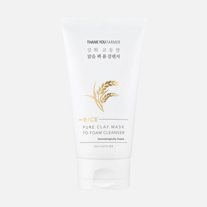 THANK YOU FARMER Rice Pure Clay Mask to Foam Cleanser