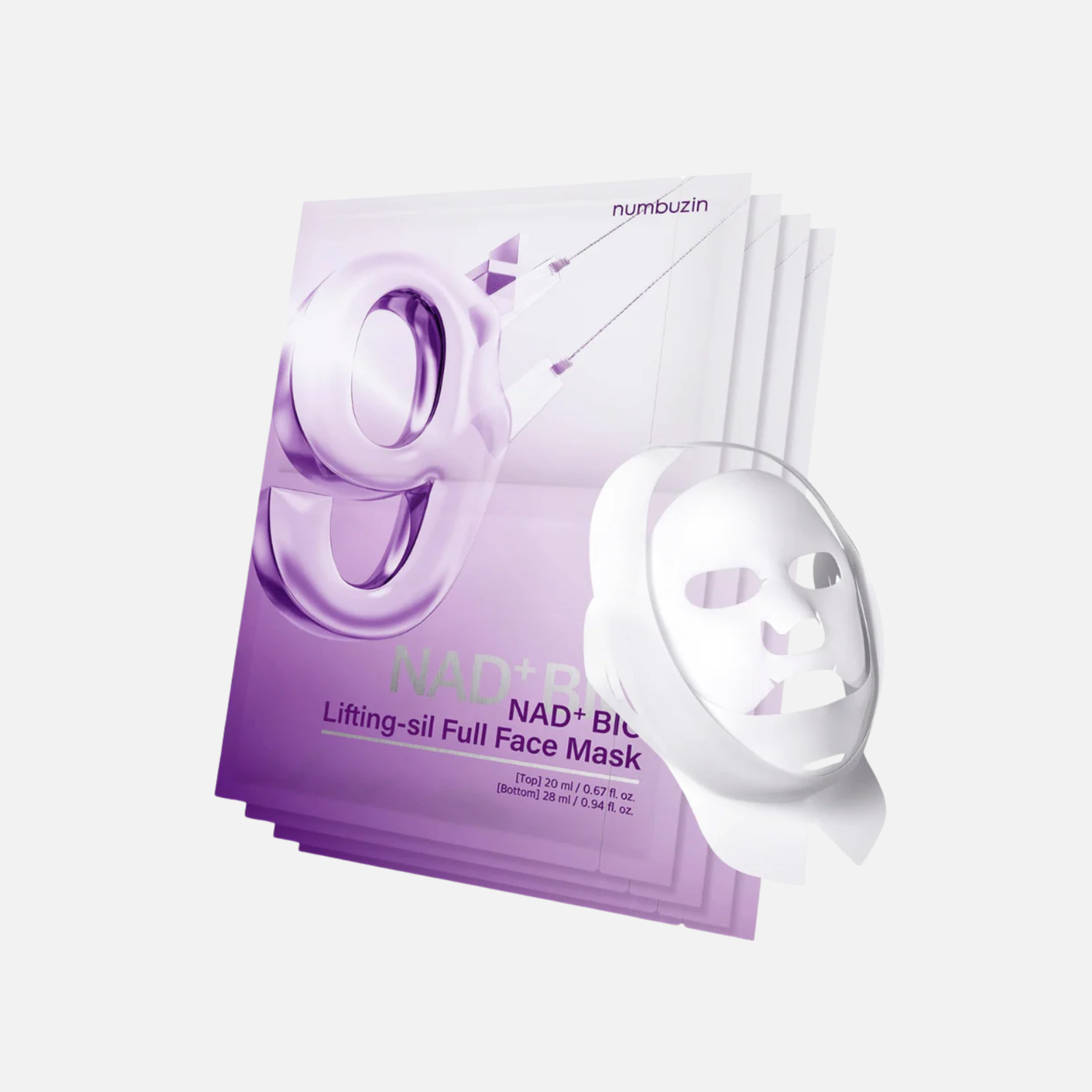 Numbuzin No.9 NAD+ BIO Lifting-sil Full Face Mask 4 Stück + Lifting Band