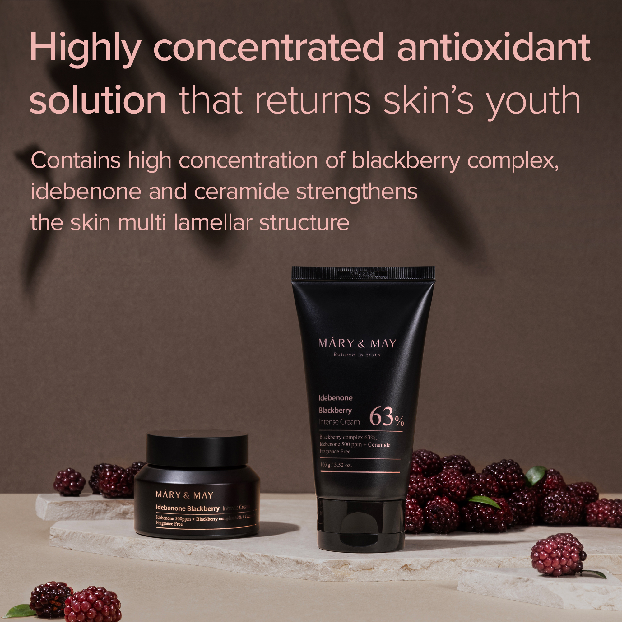 Mary &amp; May Idebenone Blackberry Intense Cream 100g