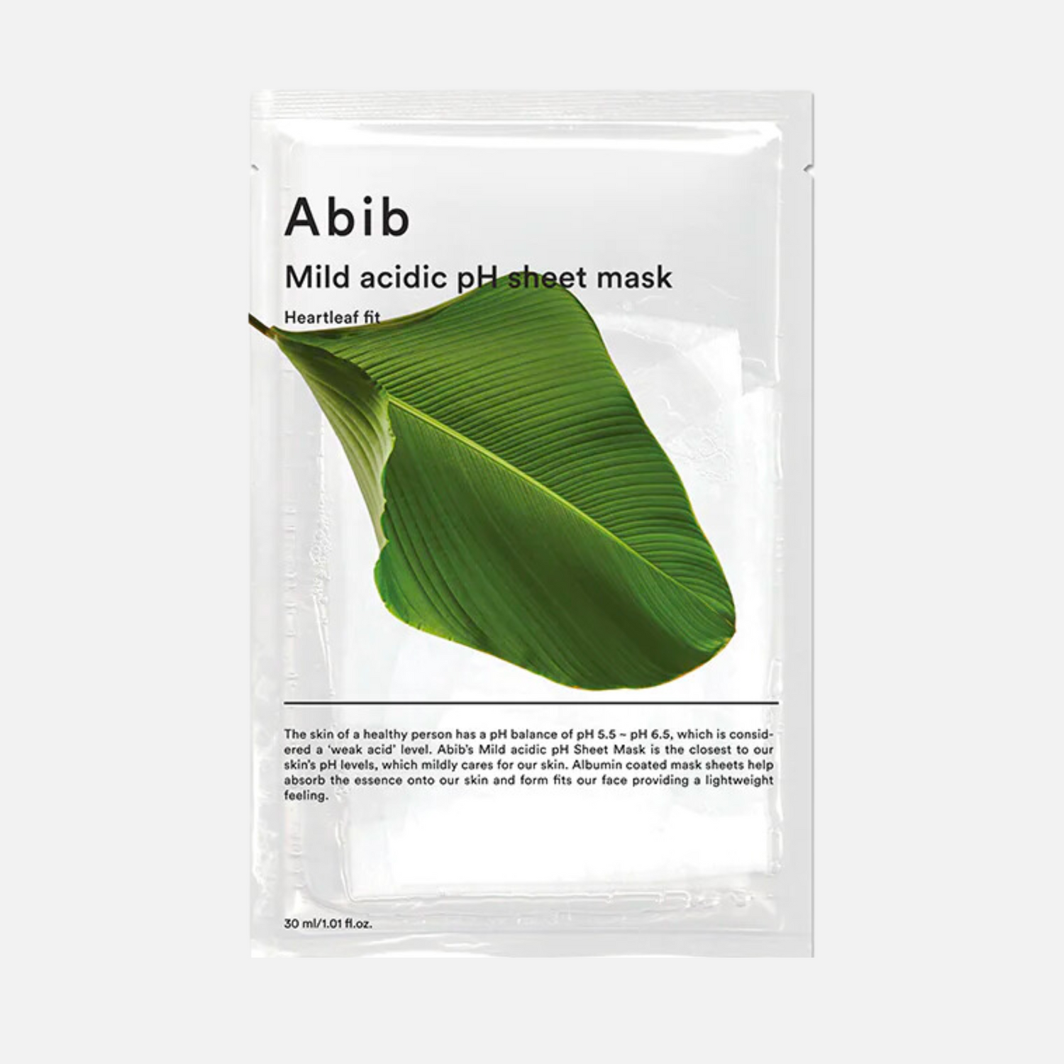 Abib Mild acidic pH sheet mask Heartleaf fit