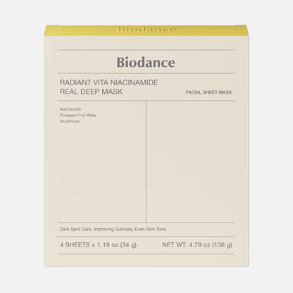 Biodance Radiant Vita Niacinamide Real Deep Mask 4 Stück