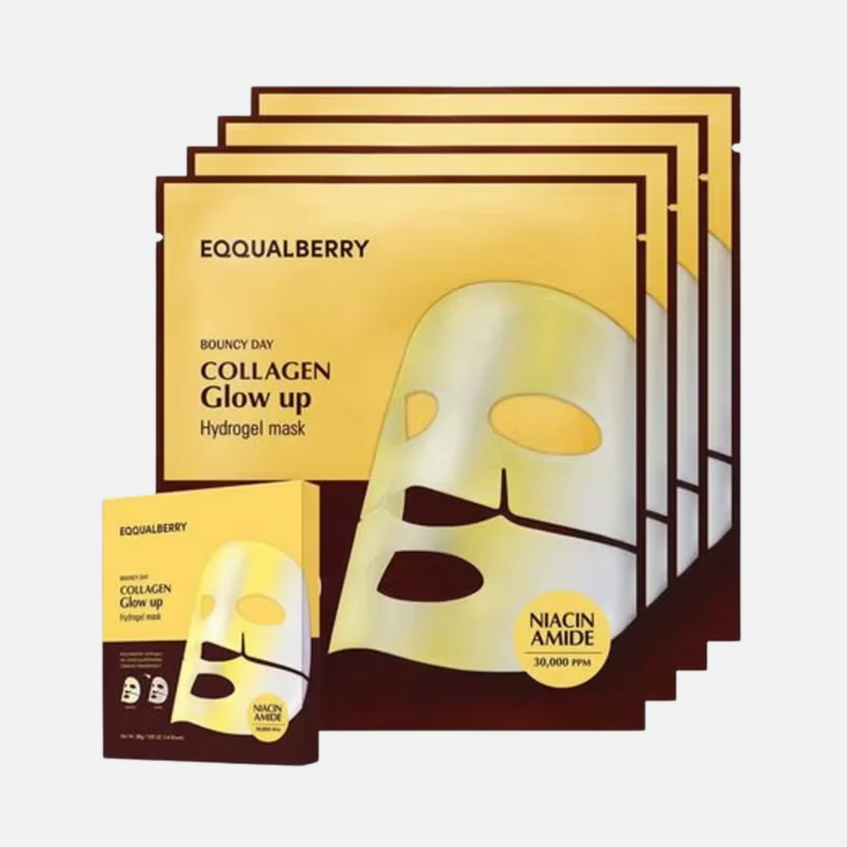 EQQUALBERRY Collagen Glow Up Hydrogel Mask Pack 4 Stück