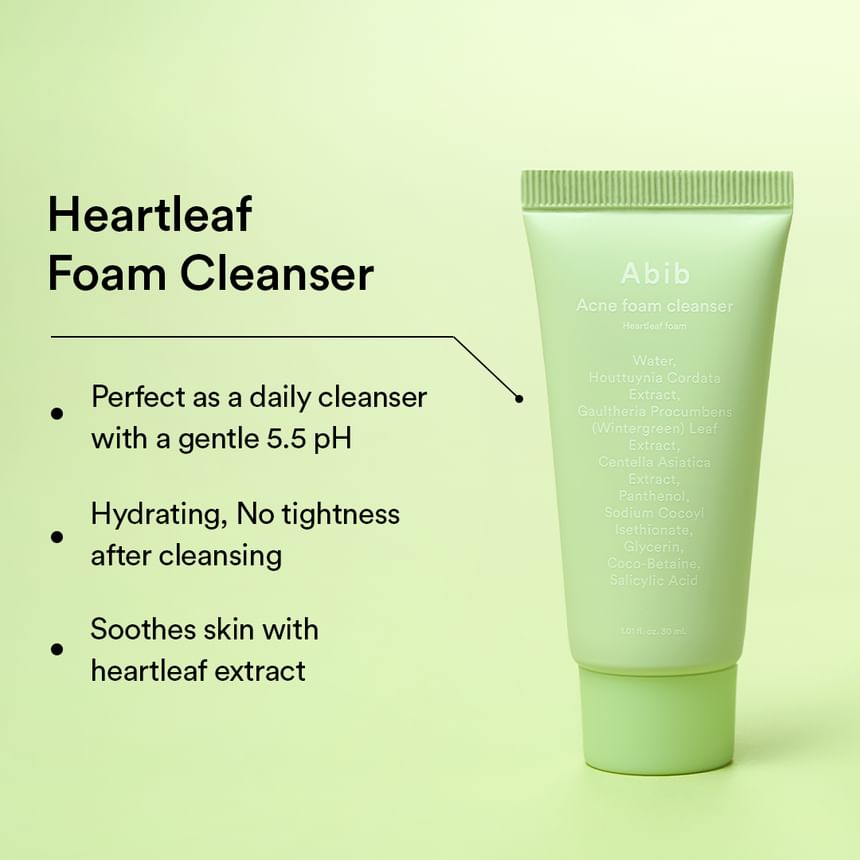Abib Heartleaf Calming Trial Kit – Acne Foam Cleanser Heartleaf Foam
