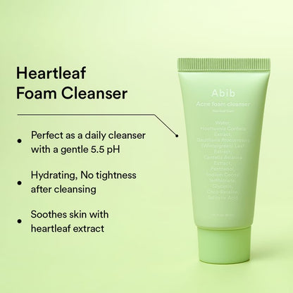 Abib Heartleaf Calming Trial Kit – Acne Foam Cleanser Heartleaf Foam