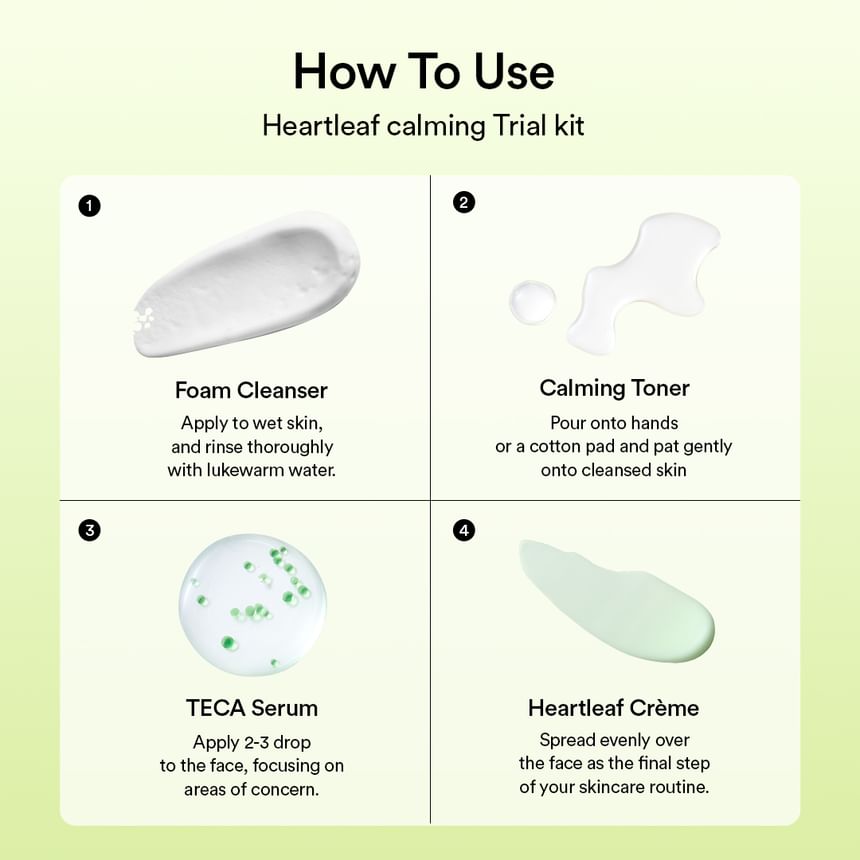 Abib Heartleaf Calming Trial Kit – Anwendung und Texturen