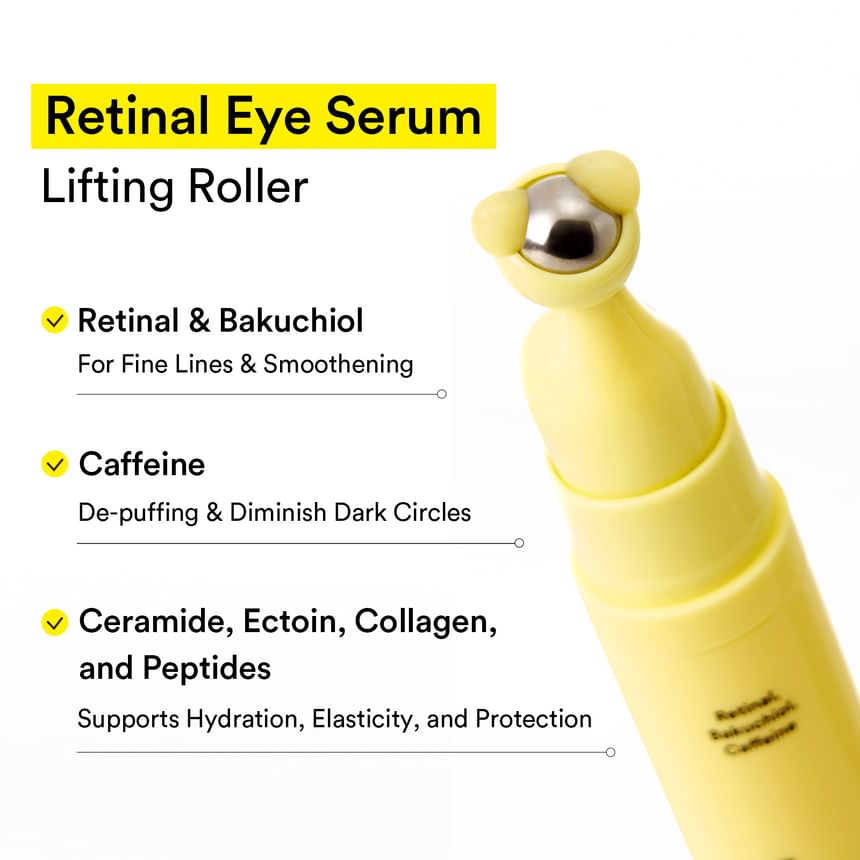Abib Retinal Eye Serum Lifting Roller 15ml – Wirkstoffe Retinal, Bakuchiol, Koffein und Peptide