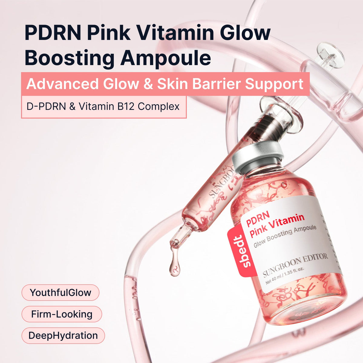 Sungboon Editor PDRN Pink Vitamin Glow Boosting Ampoule 40ml – D-PDRN und Vitamin B12