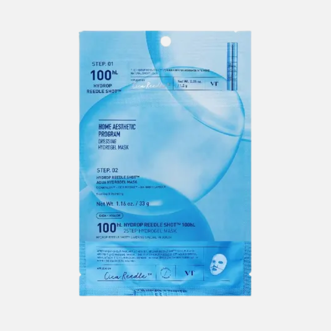 VT Cosmetics Hydrop Reedle Shot 100hL 2Step Hydrogel Mask