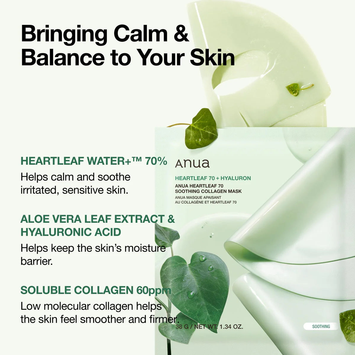 Anua Heartleaf 70 Soothing Collagen Mask 4 Stück