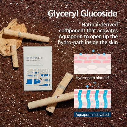 Round Lab Birch Juice Mask 10 Stück – Infografik zur Feuchtigkeitswirkung von Glycerylglucosid