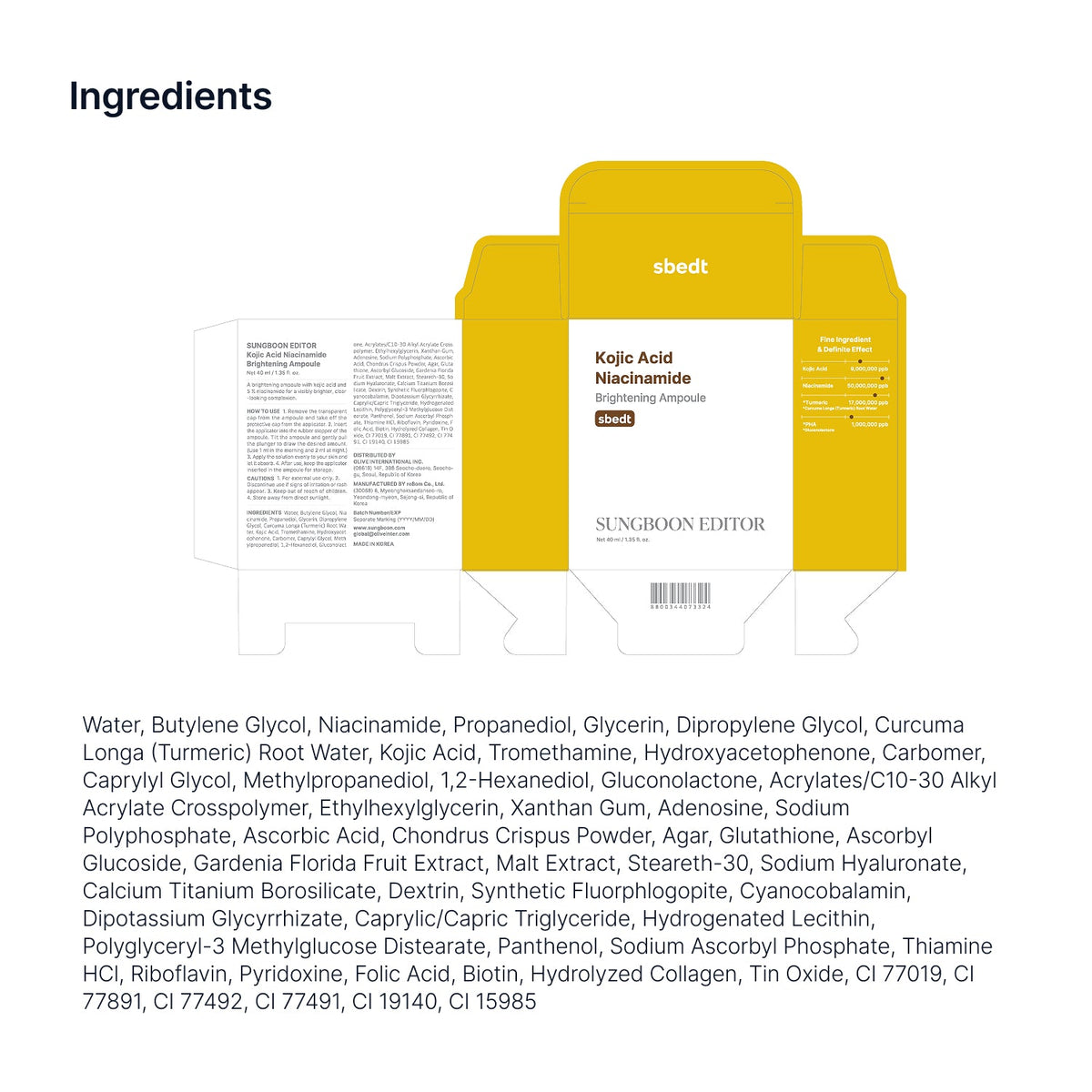 Sungboon Editor Kojic Acid Niacinamide Brightening Ampoule 40ml – Produktbild 9